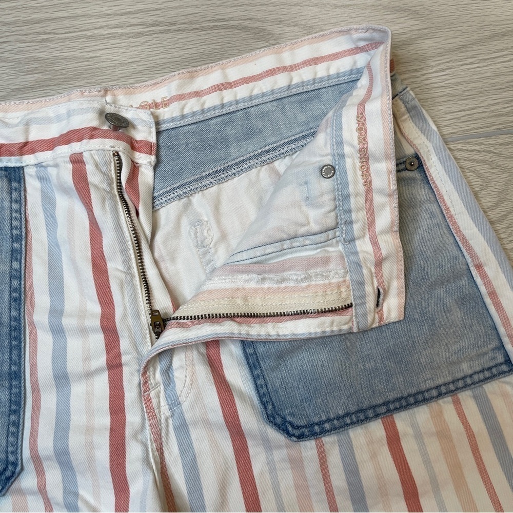 American Eagle Outfitters Cotton Striped Raw Hem Mom Short Pink Blue Size 14 - Picture 5 of 13